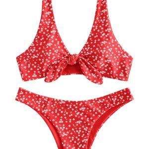 ZAFUL Red & White floral bikini